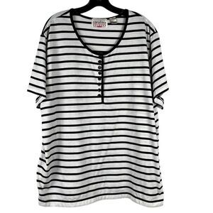 Carolina Colours Plus Striped 1/4 Button Tee Shirt 20